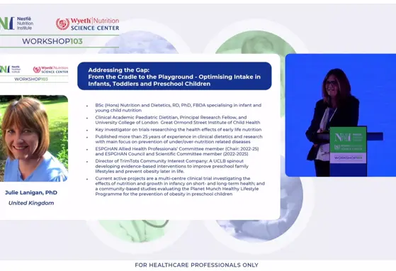 NNIW103:Colmatar a lacuna: do berço ao recreio – otimizar a ingestão em lactentes, crianças pequenas e pré-escolares.