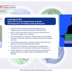 NNW103: Aprender a comer: experiências precoces com texturas e o desenvolvimento de comportamentos alimentares saudáveis.