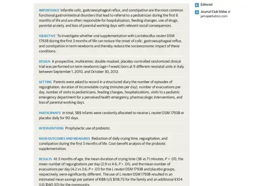 Prophylactic Use of a Probiotic in the Prevention of Colic, Regurgitation, and Functional Constipation