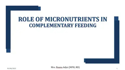 ROLE OF MICRONUTRIENTS IN COMPLEMENTARY FEEDING